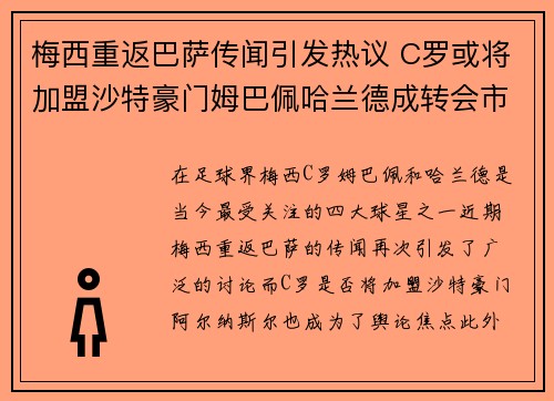 梅西重返巴萨传闻引发热议 C罗或将加盟沙特豪门姆巴佩哈兰德成转会市场焦点